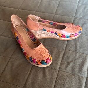 Pink Multicolor Wedge Espadrille Flats